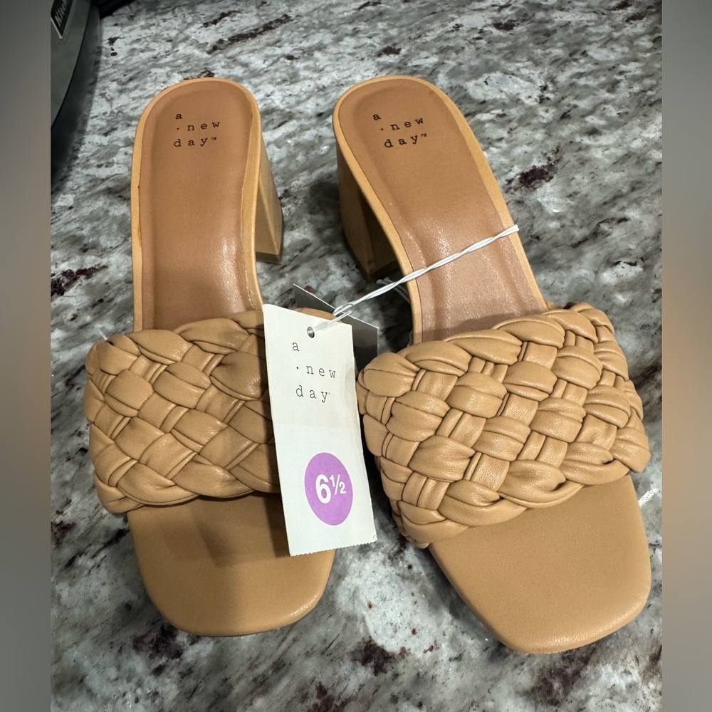 A New Day Women's Tan Braided Mules 7